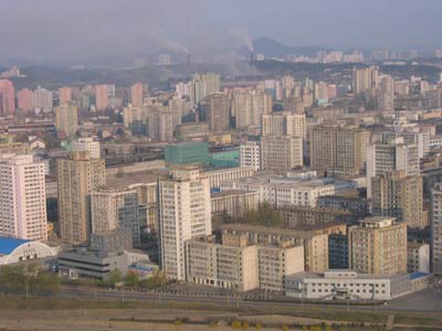 Shot of Pyongyang tower block